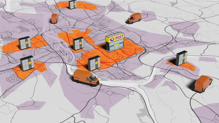 Animated image showing transformation from current parcel network into future parcel network